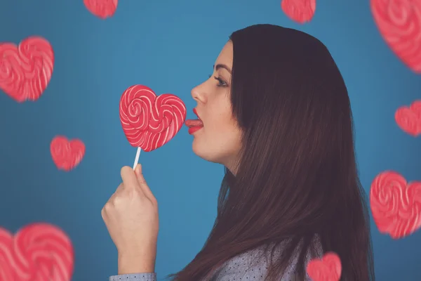 Tasting a candy — Stock Photo, Image