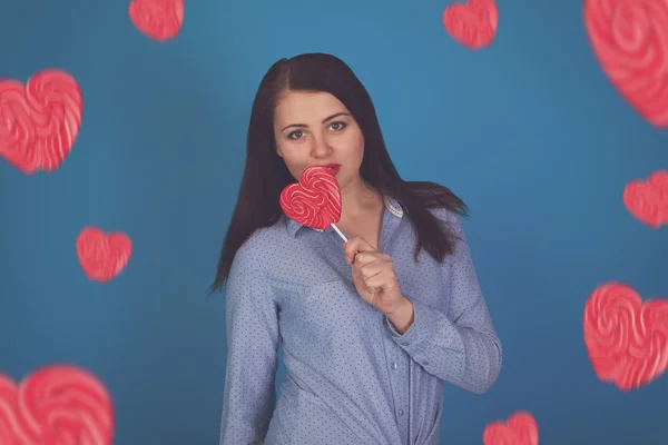 Woman and candy — Stock Photo, Image