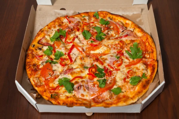 Pizza in box Stock Picture