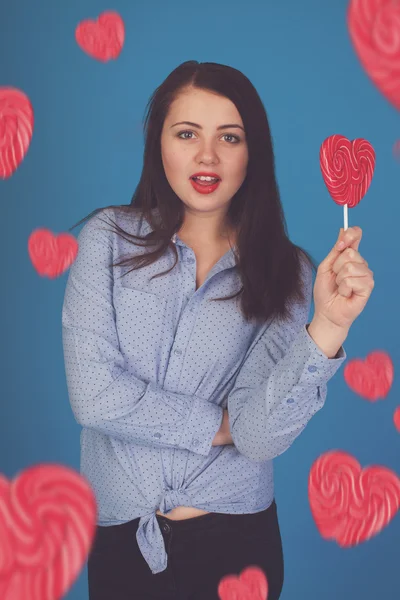 Candy and woman — Stock Photo, Image