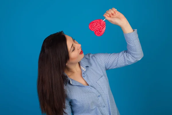 Mujer y piruleta — Foto de Stock