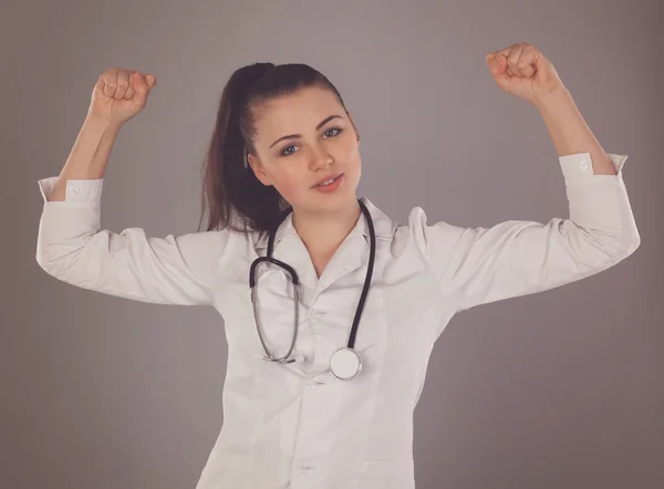 Verpleegkundige in wit met de stethoscoop — Stockfoto