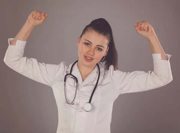 Infirmière en blanc avec stéthoscope — Photo