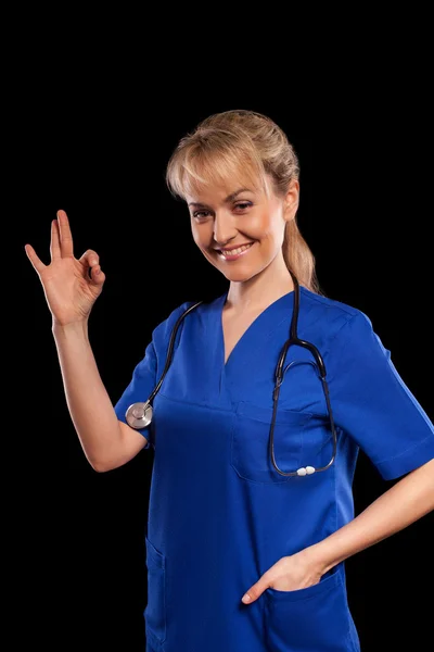 Doctor  giving ok hand sign — Stock Photo, Image