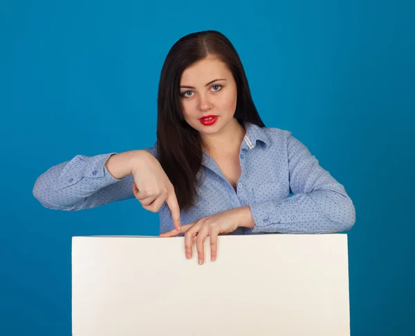 Woman against of blue — Stock Photo, Image