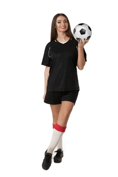Jogador de futebol mulher — Fotografia de Stock