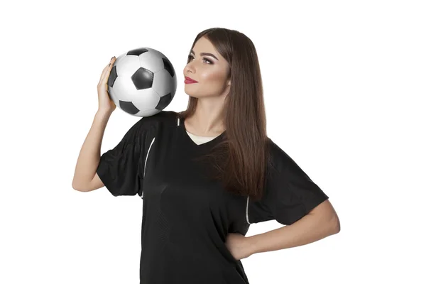 Jogador de futebol mulher — Fotografia de Stock