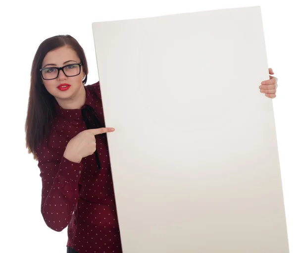 Woman and blank canvas — Stock Photo, Image