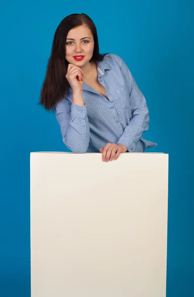 Mujer en azul y lienzo — Foto de Stock