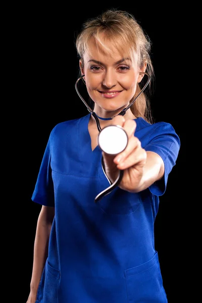 Médico com estetoscópio — Fotografia de Stock