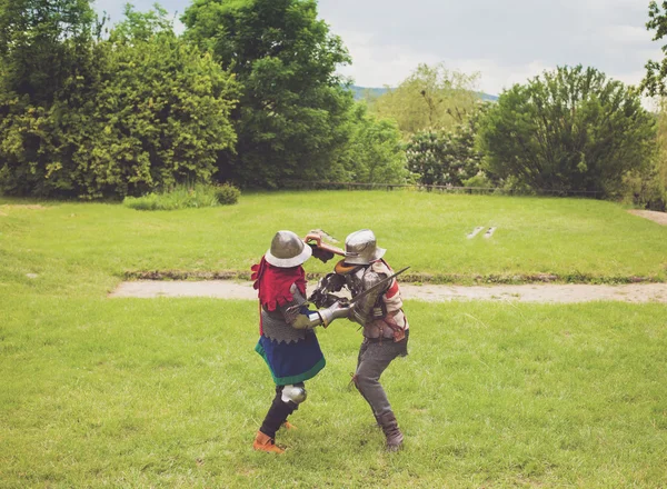 Medieval tournament between two knights — Stock Photo, Image