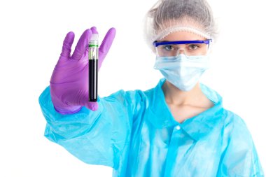 With a black tube is woman