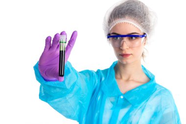 With a black tube is woman