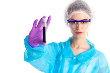 With a black tube is woman