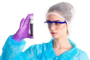 With a black tube is woman