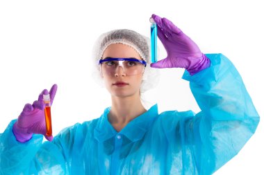 Woman holds two tubes