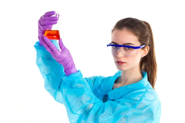 Different liquids are transfused by woman — Stock Photo, Image