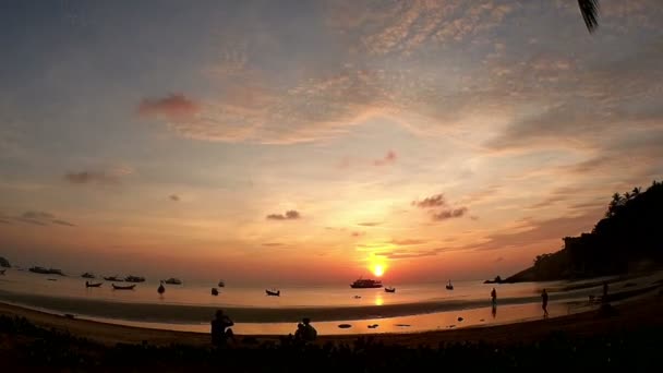 Timelapse - puesta de sol en la playa de mar — Vídeo de stock