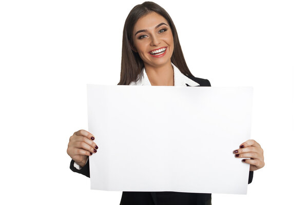 Woman holding sheet of paper
