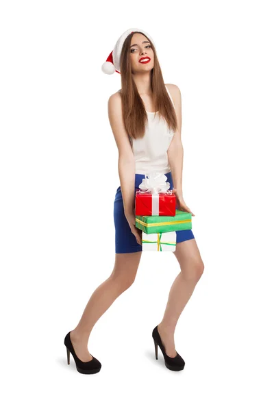 Modelo em Santa Claus hat — Fotografia de Stock