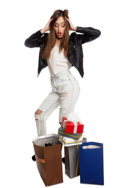 Model with her shopping bags — Stock Photo, Image