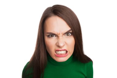 Yeşil bir balıkçı yaka kadında