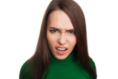 Yeşil bir balıkçı yaka kadında