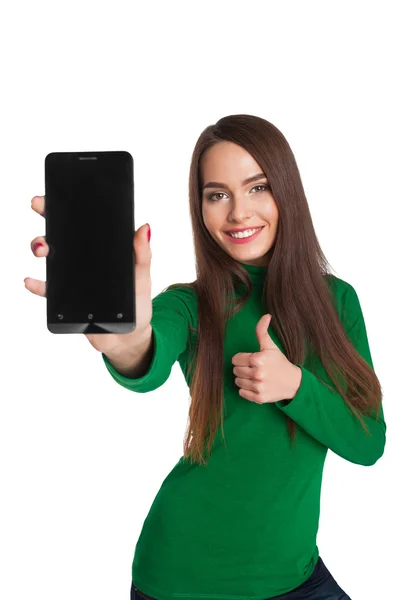 Flicka med telefon — Stockfoto