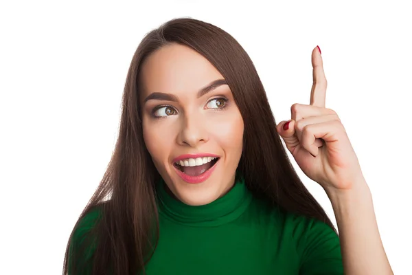 Woman in a green turtleneck — Stock Photo, Image