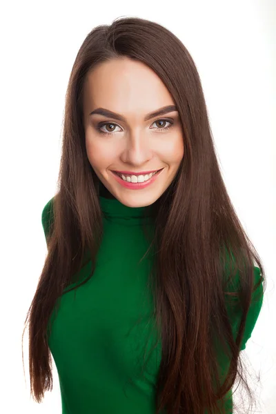 Mujer en un cuello alto verde —  Fotos de Stock