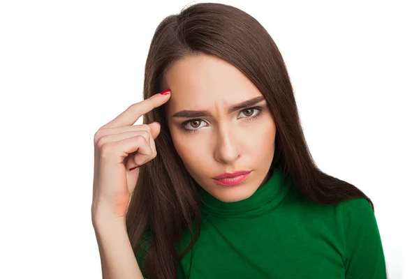 Woman in a green turtleneck — Stock Photo, Image