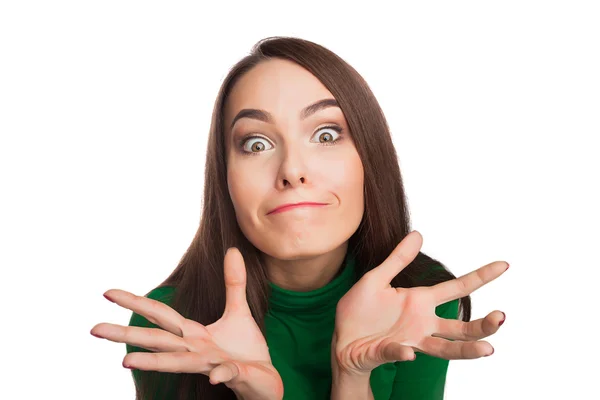 Mujer en un cuello alto verde — Foto de Stock