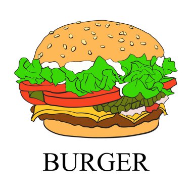 Burger Scetch.Vector simgesi.