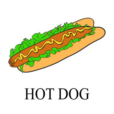 Hot dog, vektör çizim. EPS-8