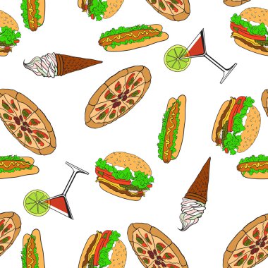 Seamless modeli. -Fast food. Vektör