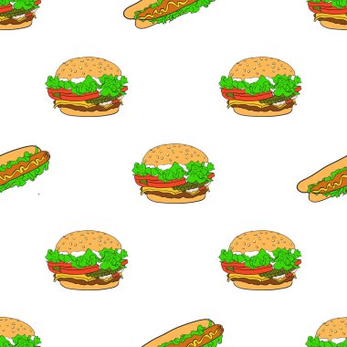 Seamless modeli. -Fast food. Vektör