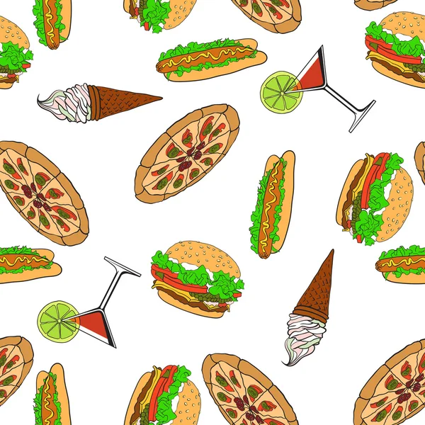Seamless modeli. -Fast food. Vektör