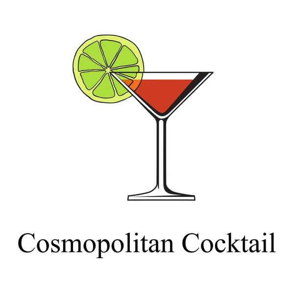 Cocktail cosmopolita. Ilustração vetorial — Vetor de Stock