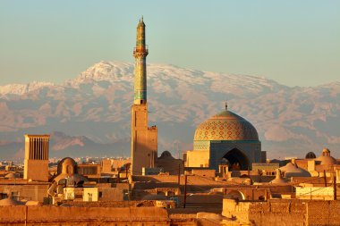 Ancient city of Yazd in sunrise lights. Iran clipart