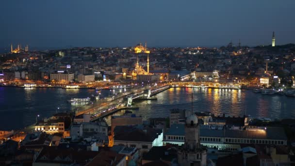 Imagen de alta calidad del panorama nocturno de Estambul . — Vídeo de stock