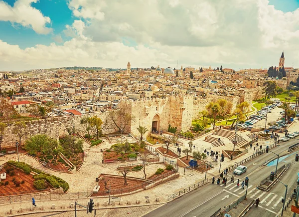 View to Damascus Gate and old Jerusalem City — Stock Image View to Damascus Gate and old Jerusalem City Royalty Free Stock Photos
