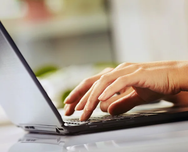 Woman hands typing on laptop — Stock Photo, Image