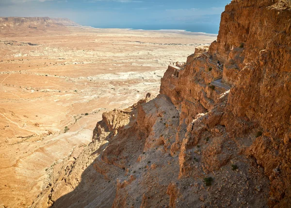 Vista do deserto da Judéia e Massada, Israel — Fotografia de Stock