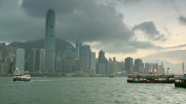 Hong Kong  skyline at sunset — Stock Video