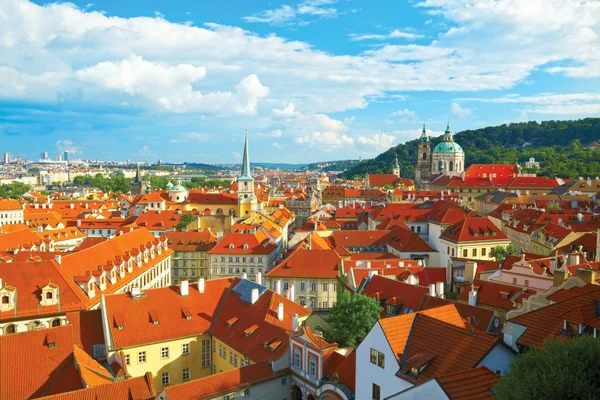 Cityscape of Prague with cathedral of St. Nicholas — Stock Photo, Image