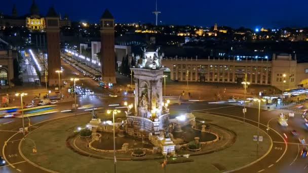 Time-lapse of Placa De Espanya( Square of Spain). Barcelona, Spain — Stock Video