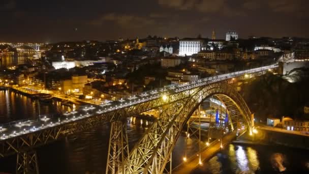 Порту после заката, Португалия. Timelapse — стоковое видео