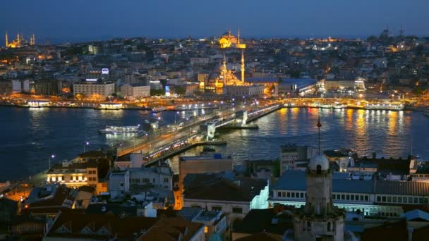 Golden Horn után naplementére. Istanbul, Törökország. — Stock videók