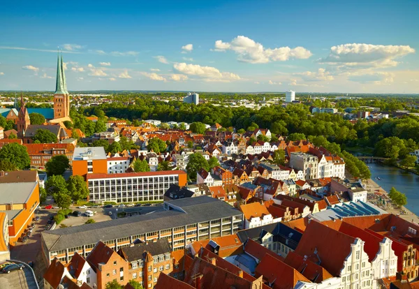 Panoramautsikt över Lübeck, Tyskland — Stockfoto
