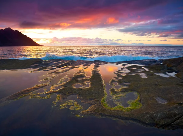Pôr do sol paisagem do norte da Noruega. Ilha de Senja — Fotografia de Stock
